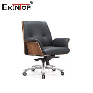 Business Style Black Office Leather Chair Metal Leg with Wheels