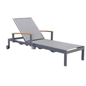 China Wheel Poolside Chaise Lounge Height Adjustable Outdoor Sunbed on sale