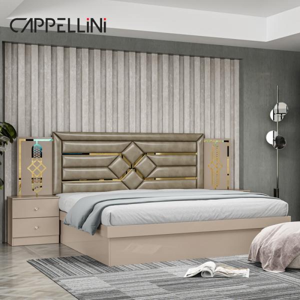 Cheap Price Queen Size Wooden Headboard Modern Leather Bed Rom Suite Luxury King Size Mdf Full Bedroom Furniture Set