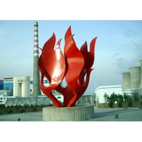 Modern Red Painted Stainless Steel Outdoor Sculpture OEM / ODM Available