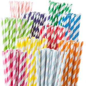 Quality 6mm Christmas Drinking Black And White Rainbow Biodegradable Paper Straws for sale