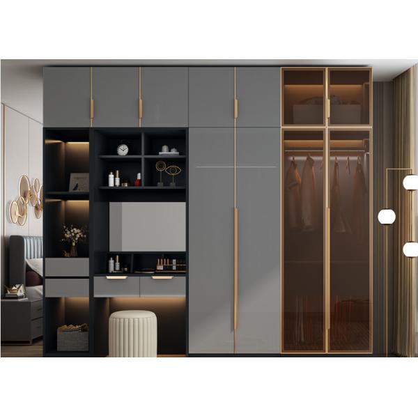 Buy Mirror Door Modern Luxury Corner Walk In Closet Unit Storage Clothes Wardrobe at wholesale prices