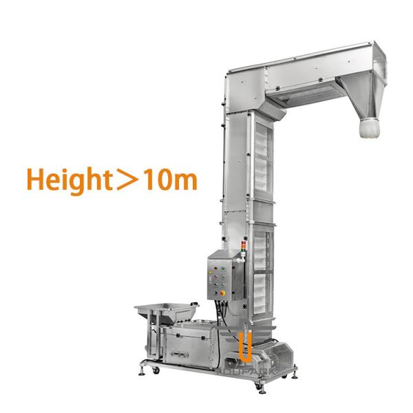 Stainless Steel Z Shape Bucket Elevator Height 10m For Food Snacks Chemical Powder