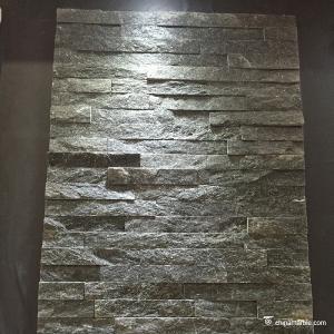 Quality Black Quartzite Mini Stone Panels , Thin Stacked Stone Veneer Heat Resistance for sale