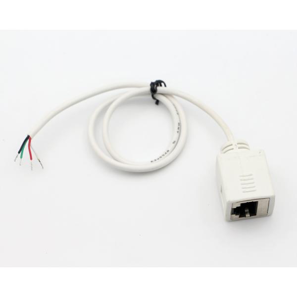 Customization White Female RJ45 Socket To Open Tinned Soldering 4 Wires Bare End Pigtail Cable