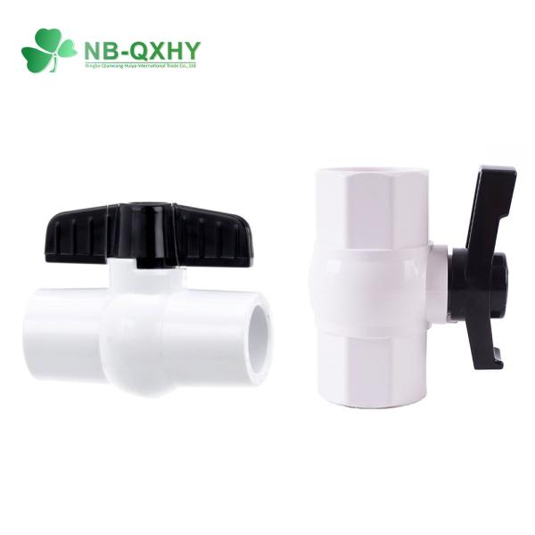 1/2-4 Inch PVC Plastic White Body Water Ball Valve with Black Handle