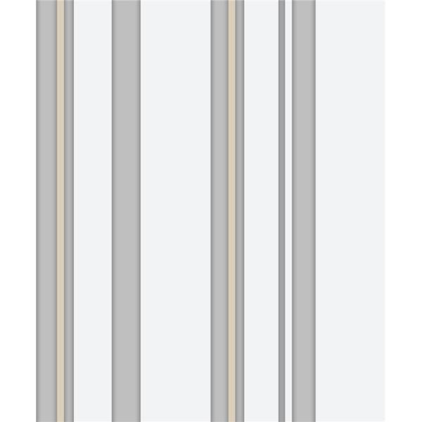Silver And White Vertical Striped Wallpaper For Walls Decor , Fashionable