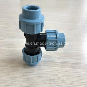 Round Head Code Plastic Coupling 3 Way Tee PP Compression Fitting for Irrigation