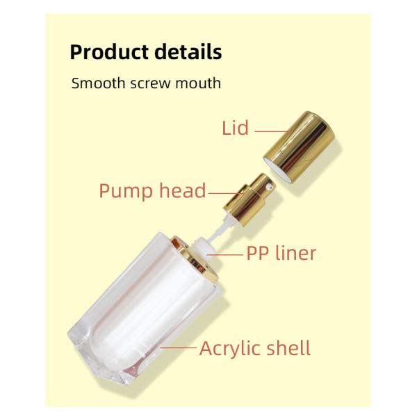 PMMA Custom Plastic Cosmetic Pump Bottle Packaging Set