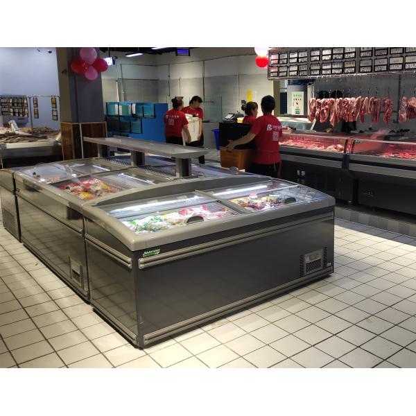 Supermarket Meat & Fish Island Display Freezer With Sliding Lid