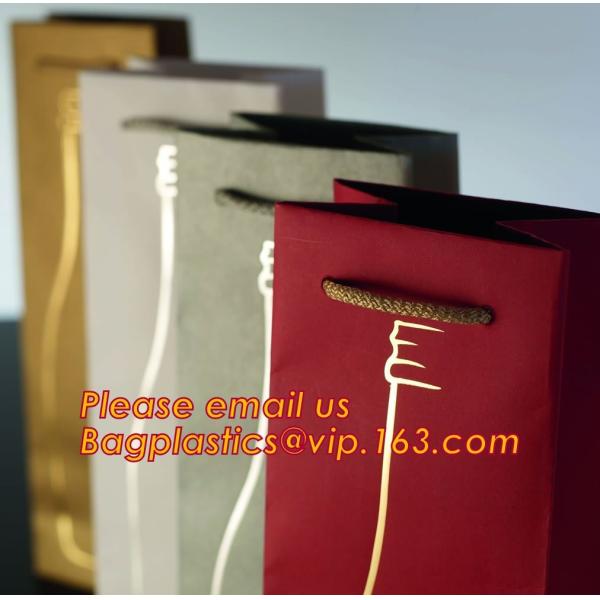 Gold foil stamp matt laminated black handle rope hair extension packaging bag red paper bag,Handle Brown Kraft Gift Pape