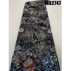 2023 High Quality Friendly lace with sequins fabric selling for african market