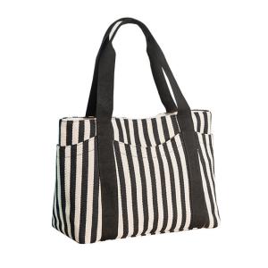 Simple Stripe Diagonal Canvas Tote Bags Single Shoulder Bag