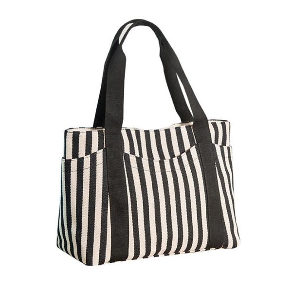 Buy Simple Stripe Diagonal Canvas Tote Bags Single Shoulder Bag at wholesale prices