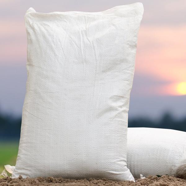 Buy White Woven Polypropylene Sand Bags Recycling Empty Gravel Bags 50KG at wholesale prices