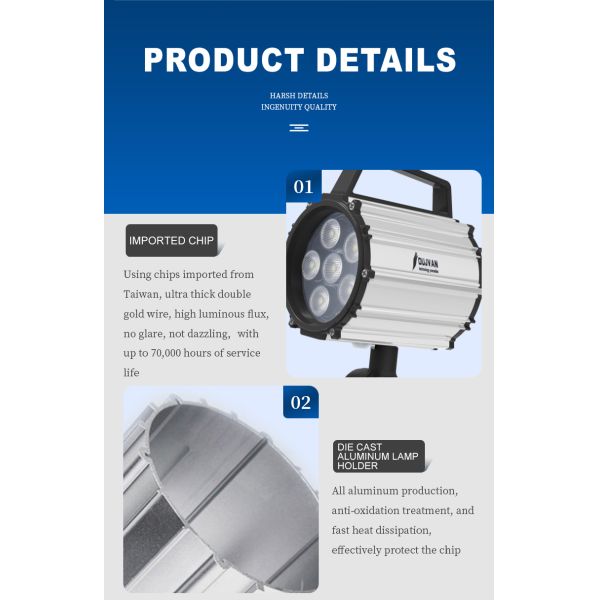 Explosion Proof Gooseneck Work Lamp Waterproof LED Machine Work Light Long Arm 24V 110V 220V
