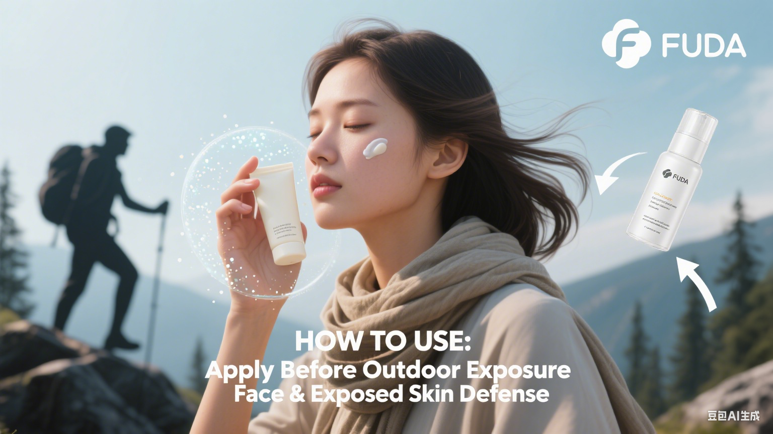 Wind-drying protection lotion SPF20+, windproof and anti-redness tested.