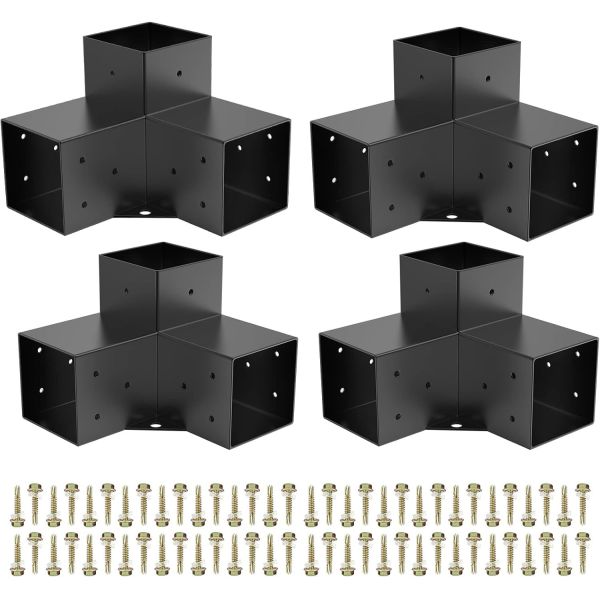 Buy Pergolas 4-Way Brackets Log Cabin Outdoor Gazebo Pergola 4x4 Lumber Brackets Kits for Gardens Courtyard   at wholesale prices