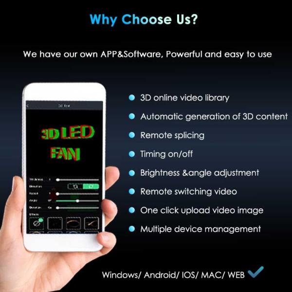 Powerful App Holograficos 3d Led Fan Hologram Projecteur Video Advertising Holographic Display 3D Holograma Fan for Showroom