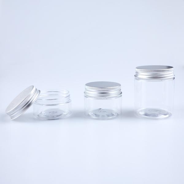 Buy Securely Sealed Plastic Jar Containers With Aluminium Silver Lid at wholesale prices