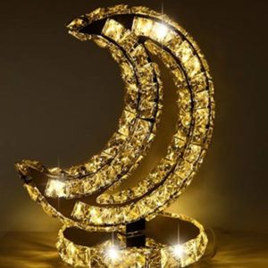 Crystal Table Lamp Bedroom Crystal Bedside Lamp Round LED Decorative Table Lamp