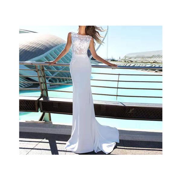 Buy Elastic Sleeveless Lace Beading Mermaid Wedding Dress Of Sweeping Train at wholesale prices