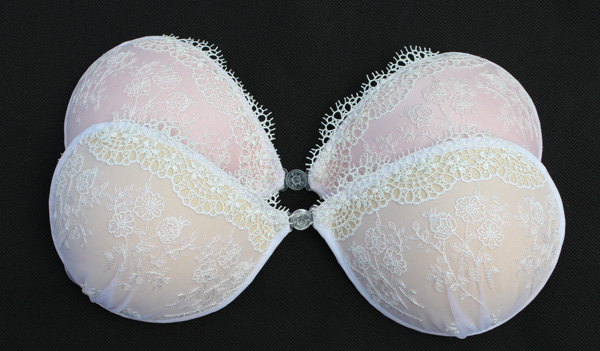 White lace strapless embroidery invisible stick on bra for wedding