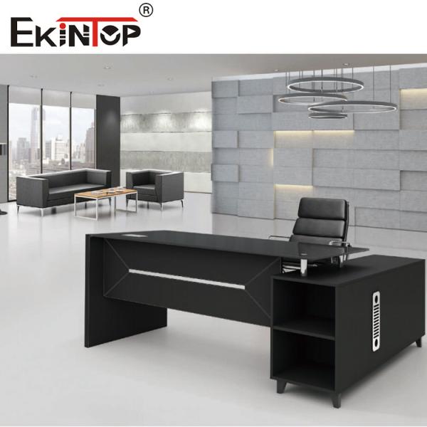 Buy Waterproof Modern Rectangle Glass Desk Black Tempered Glass Office Desk at wholesale prices