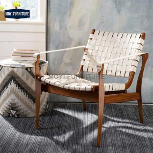 Custom solid wood leather backrest armrest recliner accent leisure chair