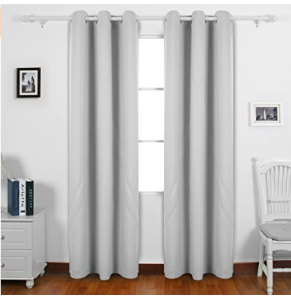 Buy Plain Grey Custom Window Curtains OEM Acceptable 100% Polyester Material at wholesale prices
