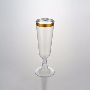 150ml gold rimmed plastic champagne flutes -new elegant plastic champagne flutes