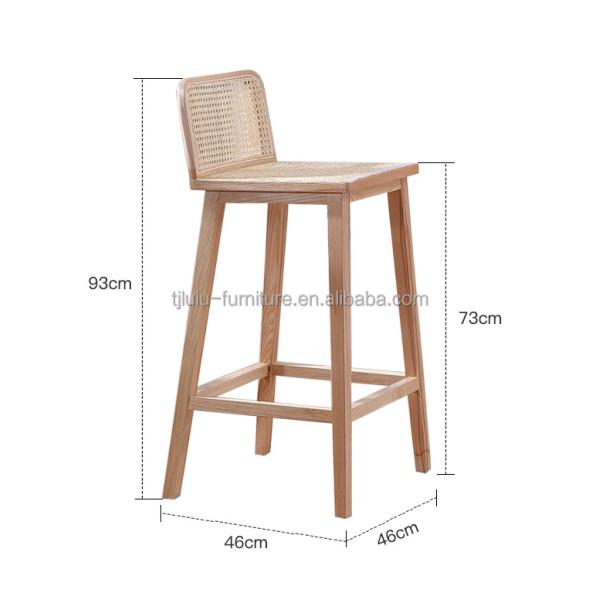 W46*D46*H93cm Bar Furniture Nordic Rattan Chair High Legs Chair Bar Stool Wood Chair for Bar