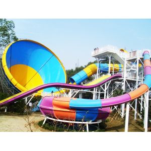 China Customized Fiberglass Pool Slide / Super Tornado Water Slide 14.6m Platform Height on sale