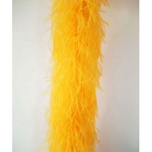 Dyed Pattern Ostrich Feather Boa Scarf 4 Layers Yellow Green For Party