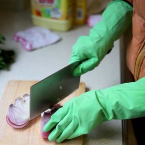 30g Flocklined Rubber Dishwashing Gloves For Cleaning