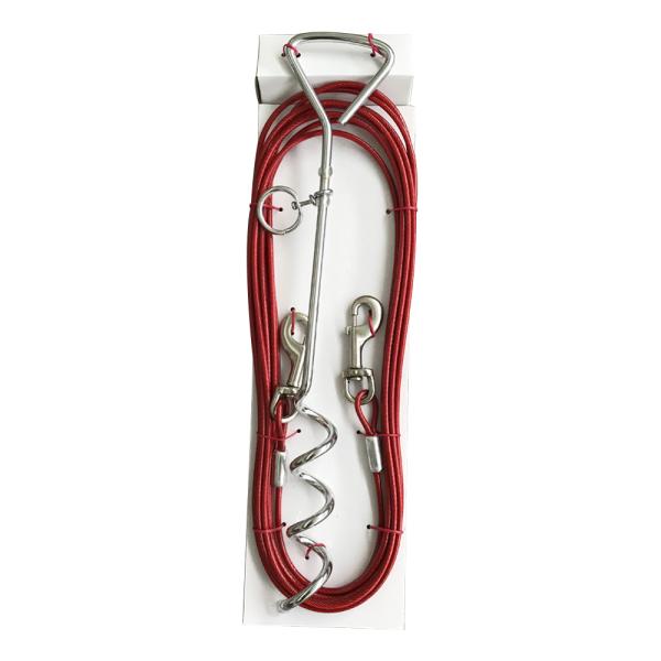 Hand Free Dog Tie Out Cable And Stake PVC Coated With Heavy Duty Spiral Dog Stake
