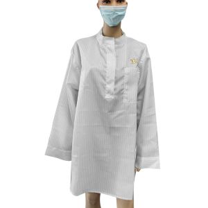 Round Sleeve Pullover Cleanroom Smock Apparels With Reliable Static Dissipation