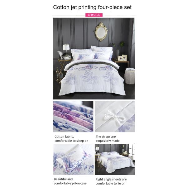 300tc Chinese Ethnic Style Printed Four-Piece Cotton Bedding Set for Popular Hotel