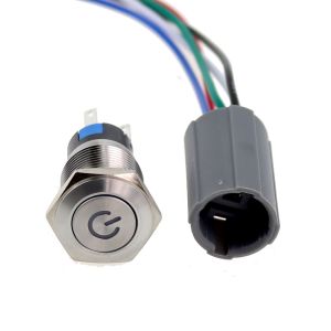 16mm IP67 Anti Vandal Push Button Switch With Harness Plug