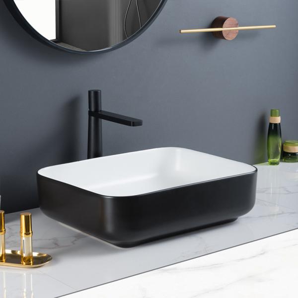 Delicate Solid Counter Top Bathroom Sink Impact-Resistance Rectangular Hand