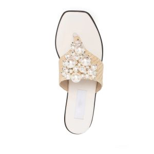 Lightweight Rhinestone Womens Soft Bottom Slippers Woven Fabric Upper