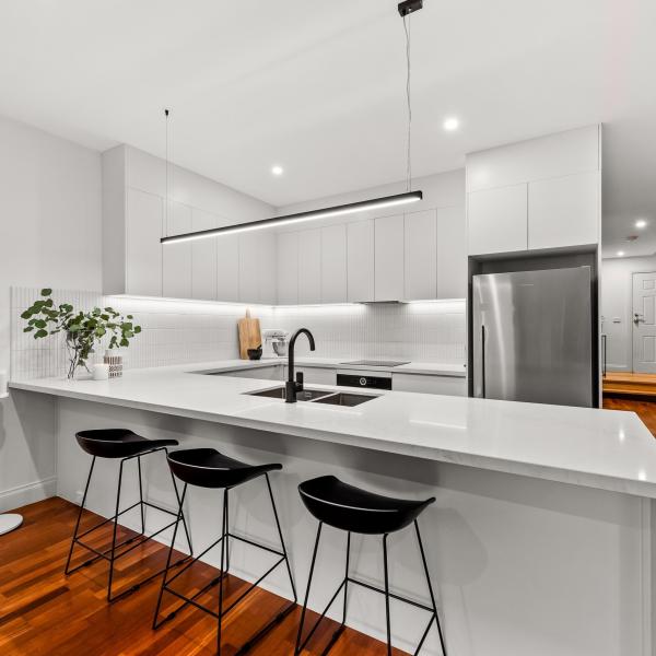 Buy Customized U Shape PVC Kitchen Cabinet White For House at wholesale prices