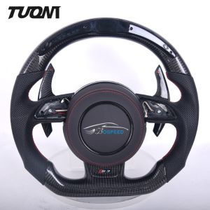 Perforated Leather Audi Carbon Fiber Steering Wheel Flat Bottom