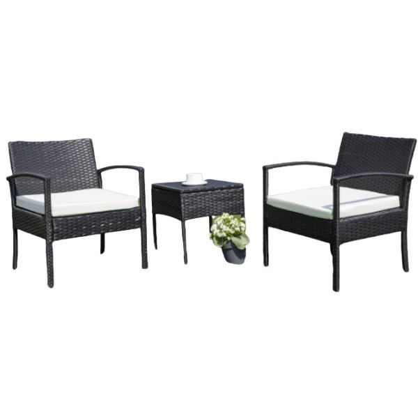 Patio Outdoor Dining Table Rattan Table Tempered Glass Tabletop Porch Conversation
