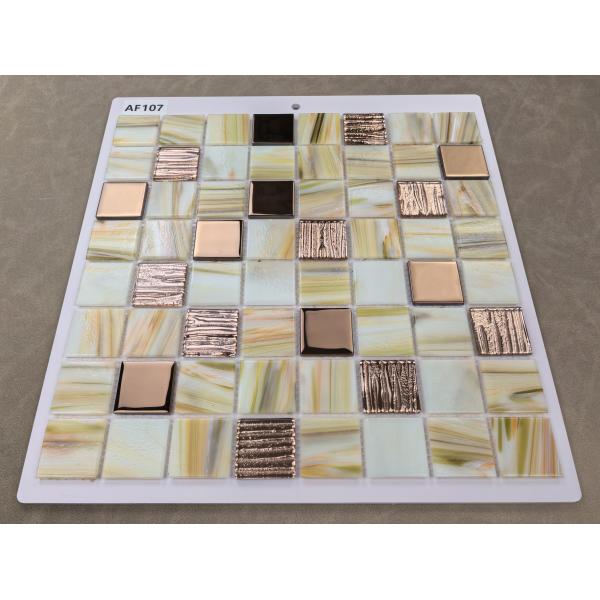 Firebrick and Anti-slip 304x304mm Interior Wall Glass Mosaics For Building and Swimming Pool