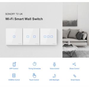 Sonoff Eu Us Uk Smart Wifi Wall Light Switch 1 2 3 Gang Touch/wifi/rf/app Remote