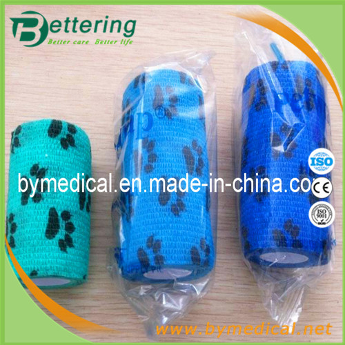 Buy Paw printing animal cohesive bandage pet bandage veterinary self adhesive bandage at wholesale prices