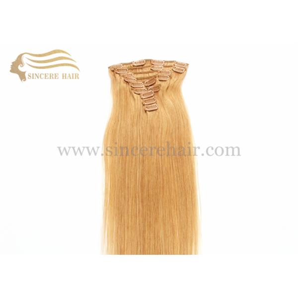 Top Quality 24 Inch Blonde #613 Remy Human Hair Weft Extensions For Sale 50 CM Clip In Hair Extensions for sale - 20" Straight 9 PCS 100 Gram Clips-In Remy Human Hair Extensions for Sale