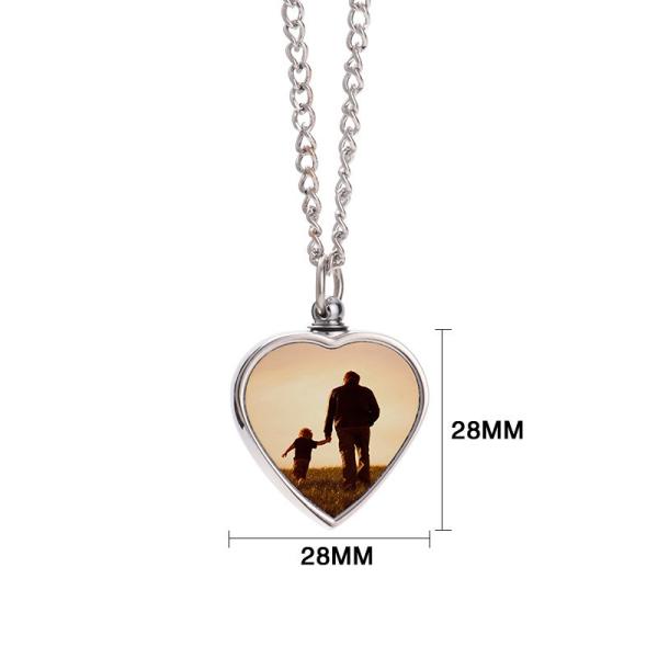 Memorial Sublimation Blank Custom Picture Photo Urn Necklace For Ashes Heart Shaped Unique Gift For Family Friend Loved Ones