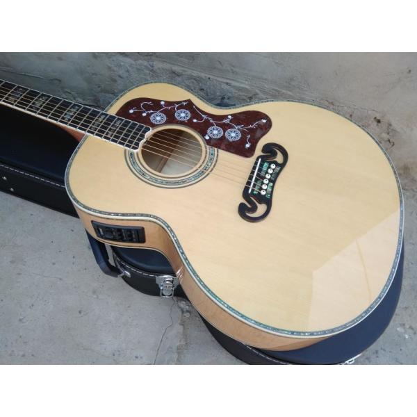 Nutual 43 " G200 classical acoustic Guitar,Solid spruce top,Flame Maple back,Abalone inlay Ebony fret board